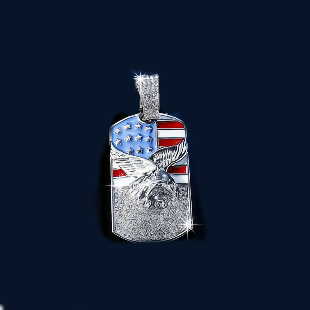 Europa y Estados Unidos Hip-hop Hip-hop Joyas de aleación con diamantes Bandera Colgante Águila Hombres Cadena Cuba