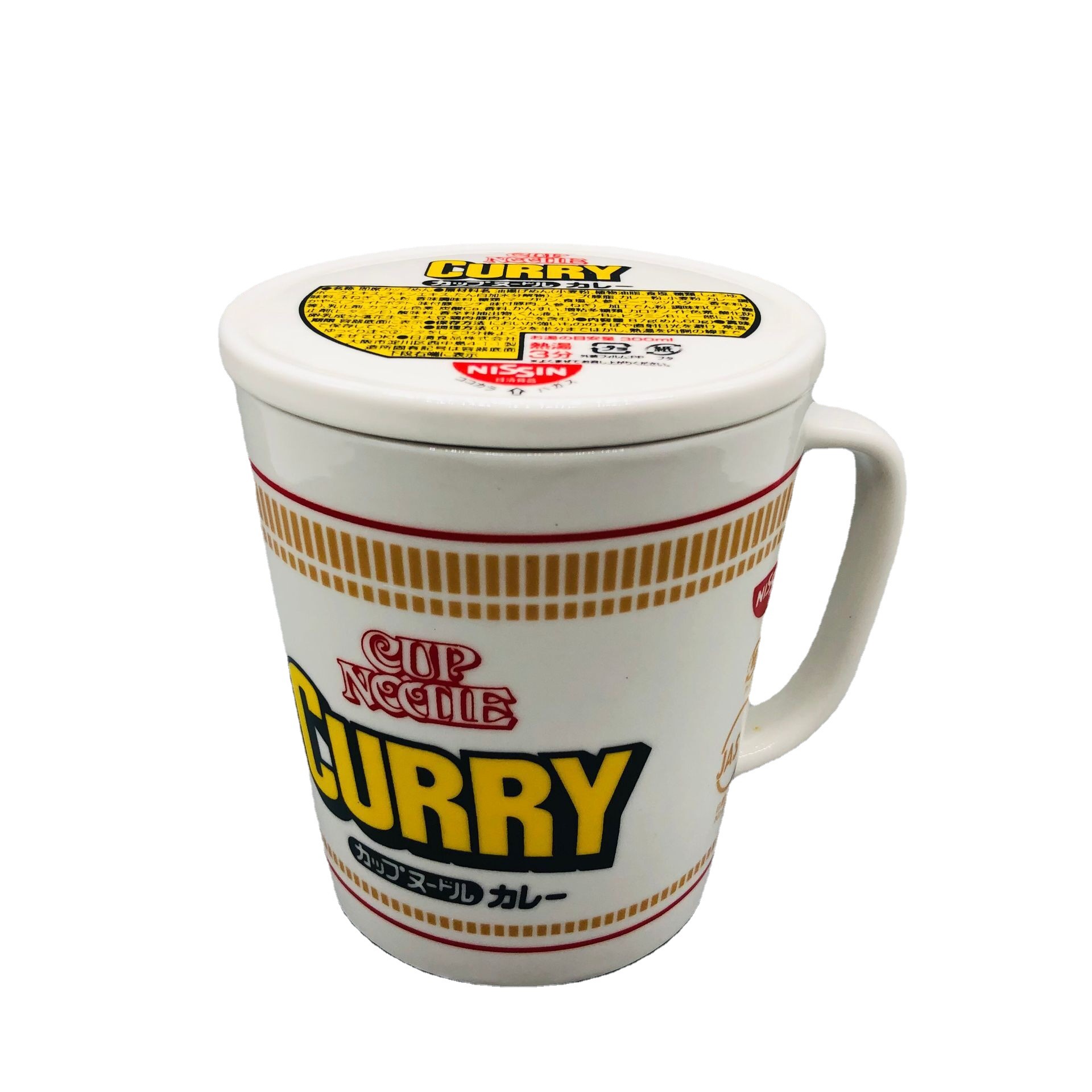 Japonés creativo sabor mixto taza de fideos instantáneos forma Taza de cerámica con tapa subred taza de agua roja fideos instantáneos