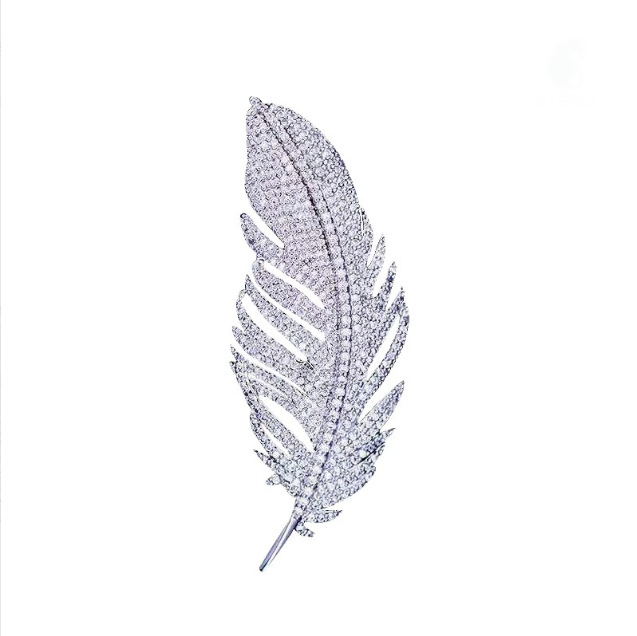 Estilo coreano broche de plumas de las mujeres de alto grado nicho con incrustaciones de circón ramillete elegante traje accesorios Regalo De vacaciones PIN image 6