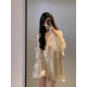 French Heavy Industry Pearl Shoulder Neck dress Women's 2025 Summer New Sweet and Gentle Style Short Skirt
