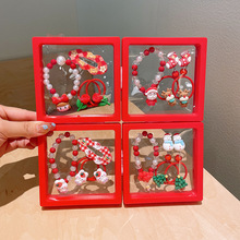 圣诞节发饰套装儿童可爱雪人圣诞树发夹卡通发圈BB夹手链宝宝配饰