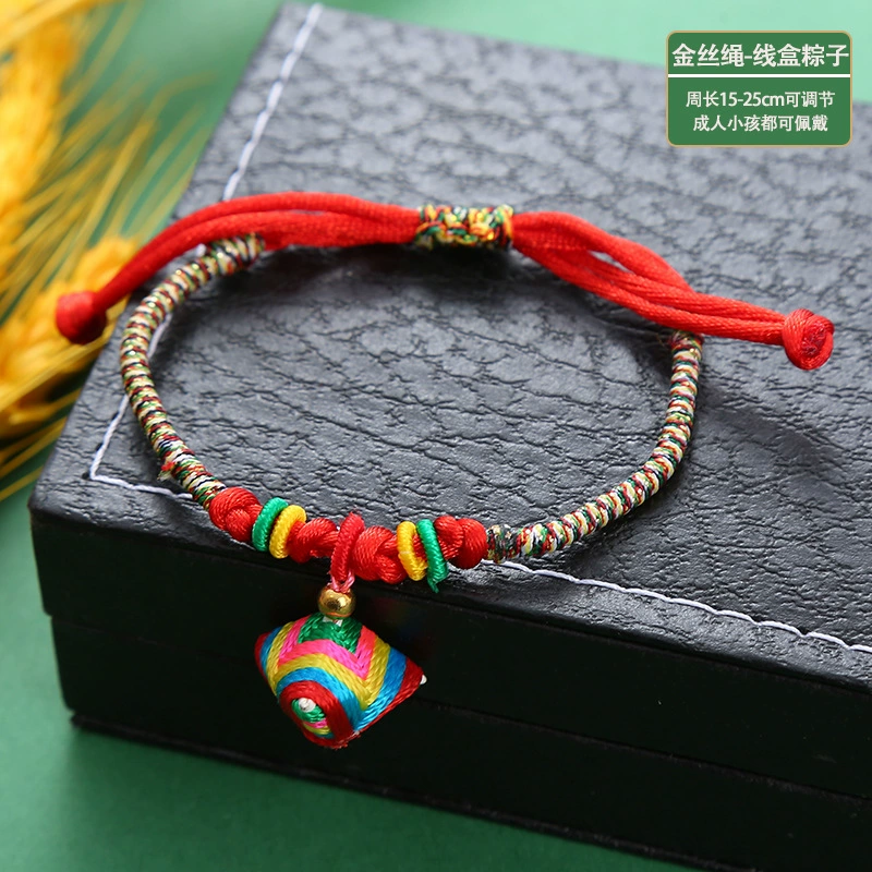 Фестиваль лодок-драконов Саше браслет Zongzi вышивка ананаса красная веревка красочная веревка Ручная Веревка Колокольчик в этническом стиле Детская Шея