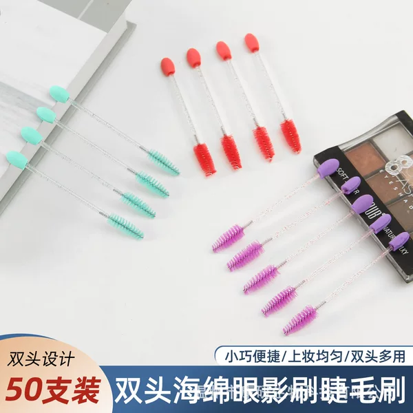 Multi-purpose eyeshadow brush, crystal handle eyelash brush, spiral makeup brush, double-ended latex sponge applicator, portable beauty tool