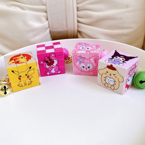 Kuromi Rubik's Cube Pendant Keychain Wholesale Portable Mini Rubik's Cube Puzzle Toy Pendant School Bag Pendant