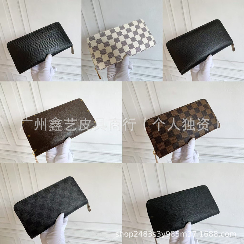 Directly Supplied from Guangzhou, Genuine Leather Long Wallet with Zipper, Unisex, Versatile, European and American Retro Style