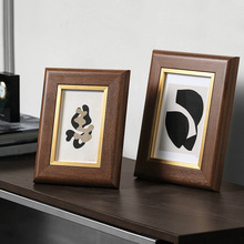 復古實木相框6寸7寸擺台辦公室床頭櫃桌面裝飾品擺件歐式家居軟裝