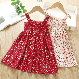 Girl's Stylish Slip Skirt 2025 Summer New Korean Style Poll Dot dress 2-3 Years Old Baby Girl Fashionable Skirt
