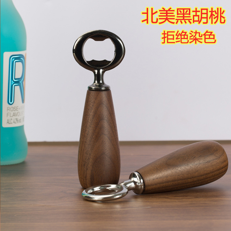 검은 호두 병따개 병 초보자 맥주 음료 소다 단단한 나무 손잡이 가구 맞춤형 창조적 인 병따개
