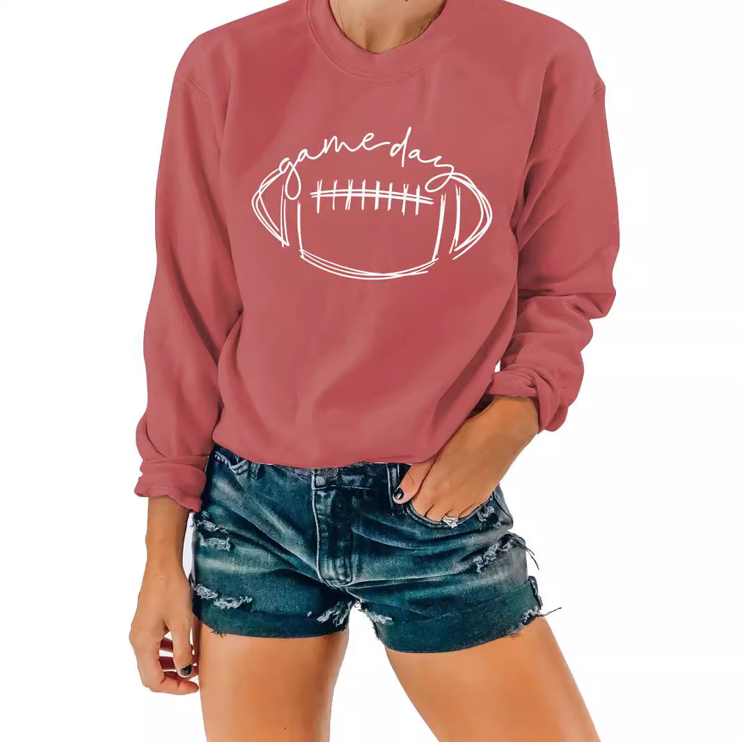 En stock de las mujeres del siglo Comercio exterior estación independiente Amazon Rugby impresión más tamaño manga larga sudadera image 7
