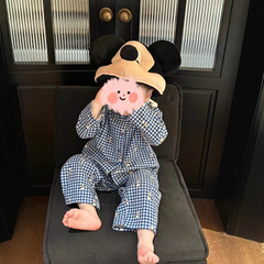 韩版男童居家服套装2025秋季新款纯棉可爱卡通动物印花居家服套装