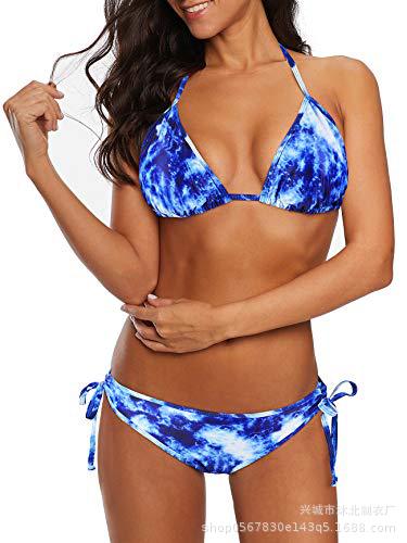 Set de Bikini Triángulo con Cordones Set de 2 Piezas de Nylon con Almohadilla sin Aros para Natación y Playa