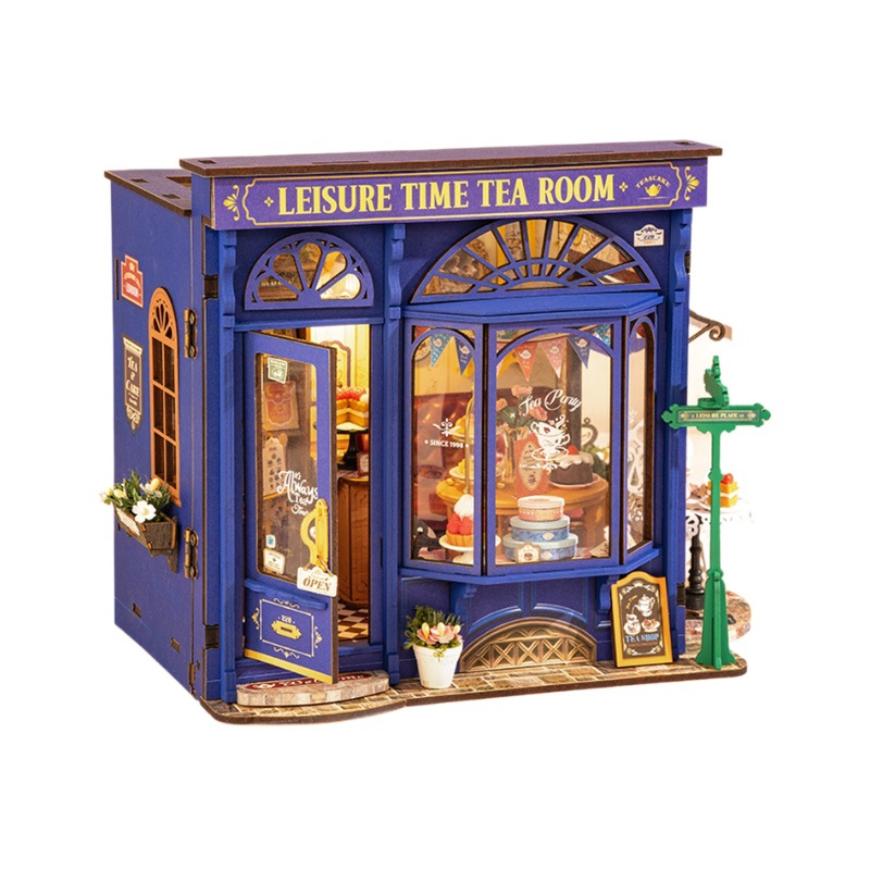 Si la vida viene a Inglaterra, el té de la tarde, bricolaje, casa hecha a mano, modelo de casa pequeña, mini escena, bloques de construcción, niña