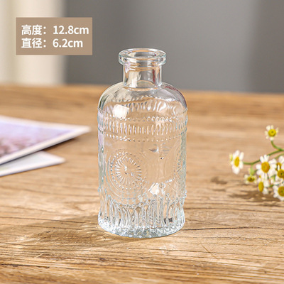 Retro repujado mini florero transparente hidropónico flor arreglo florero de cristal salón aromaterapia botella adornos Decoración