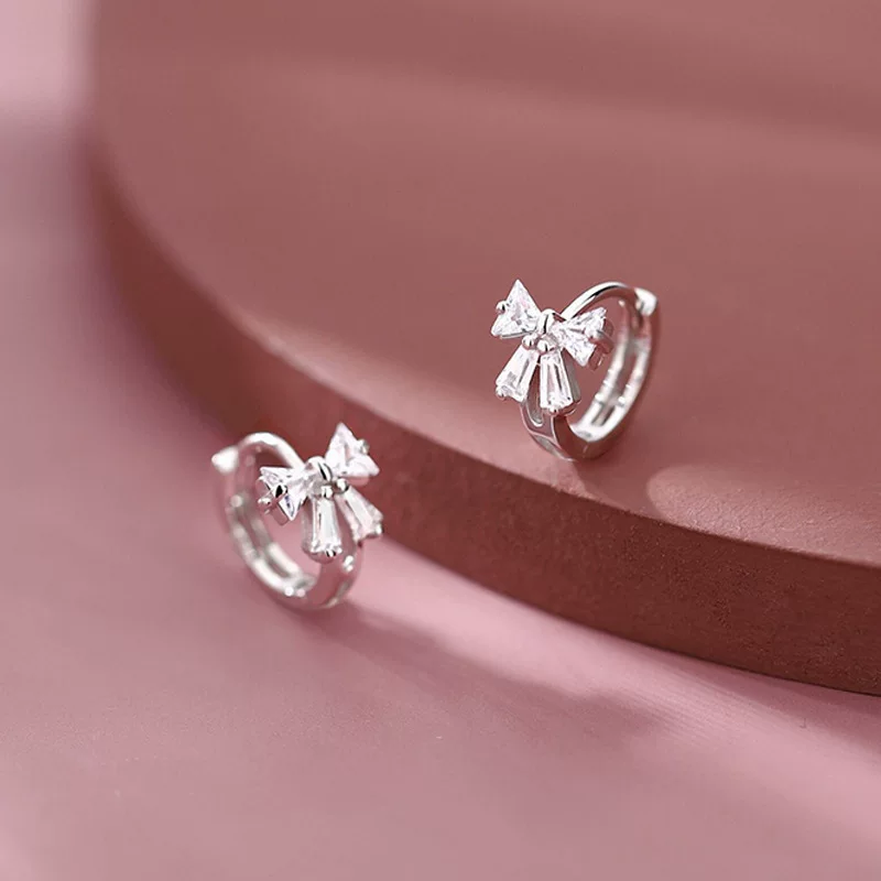 Серебряная игла с бантом, милые серьги, образец 925 пробы, коллекция 2023 года