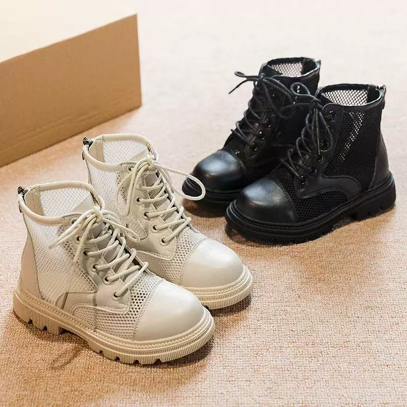 Новинка 2025 года, сетчатые сапоги для девочек, летние туфли принцессы, длинные сапоги, стильные дышащие сетчатые короткие сапоги, длинные сапоги, нескользящие.