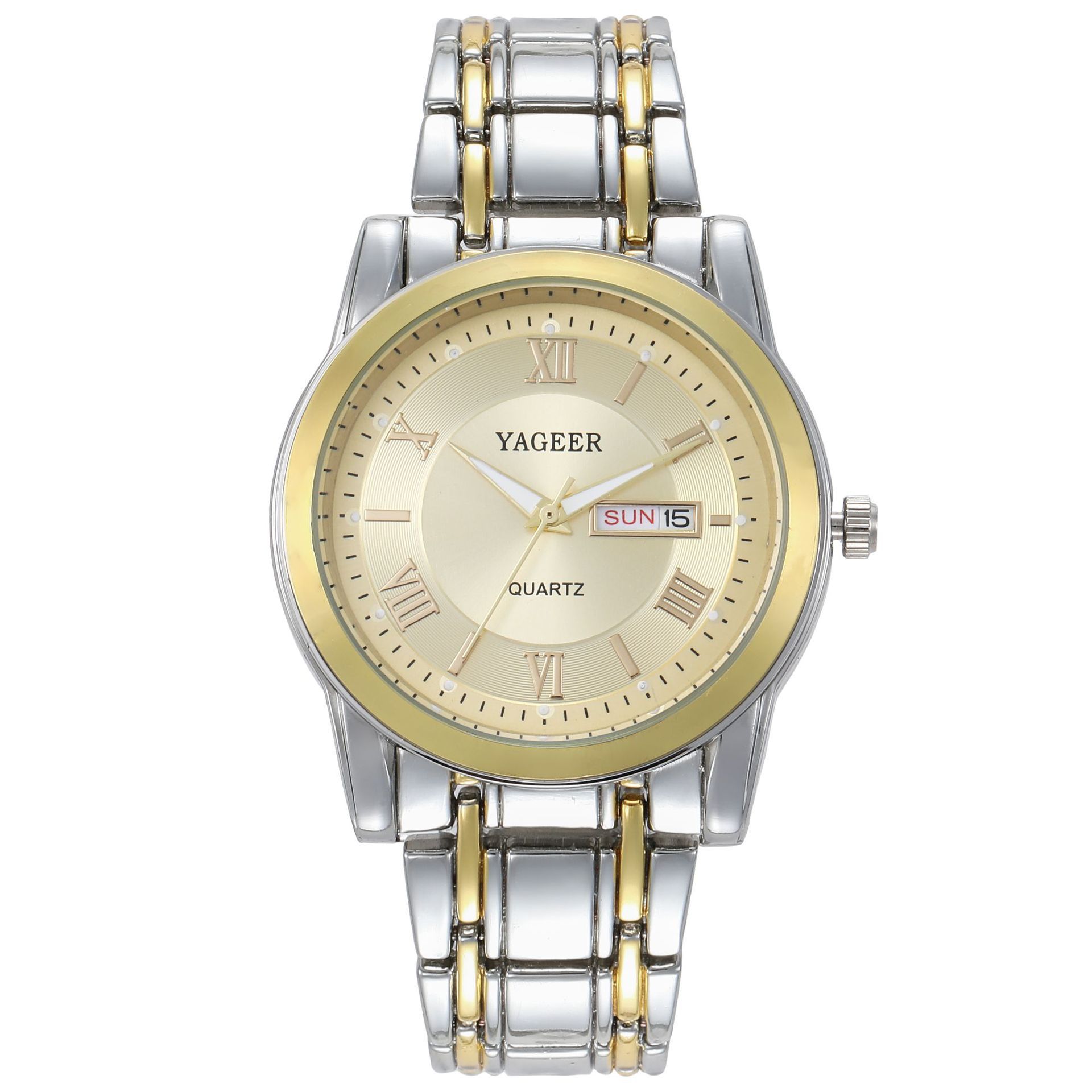 New Men's Watch steel belt waterproof casual double calendar retro men's watch luminous business quartz watch_voghion.com