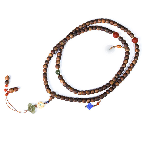Wholesale Butter Gold Filament Yellow Chess Nan Agarwood Bracelet Wenwan Buddhist Beads Women's and Men's Qi Nan Bracelet Ethnic Style Jewelry