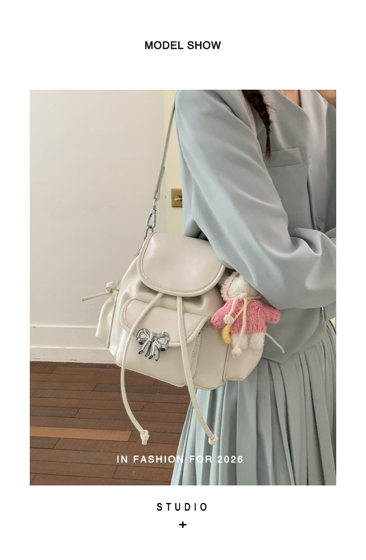 Versatile Women's Bow Backpack Crossbody Bag In Soft Pu Leather_voghion.com