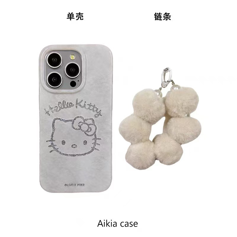 Lindo brillo KT gato garra de gato para iPhone16promax funda para teléfono móvil Apple 15/14 niña 16P simple