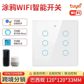 巴西规涂鸦WiFi智能开关6路带RF433功能Alexe，GoogleHome语音