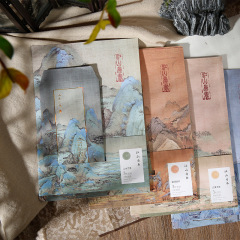 Mu Ran 便箋封筒江山は本古代スタイルの高級風景ラブレター封筒バッグアカシア美的便箋セット