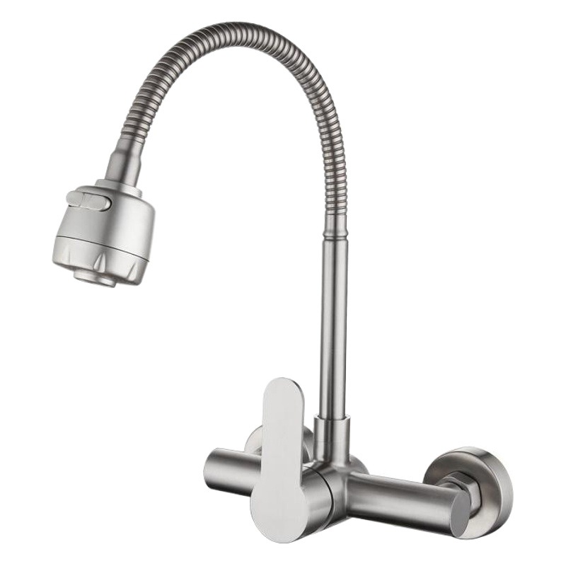304 Stainless Steel Wall-Mounted Kitchen Faucet, Mop Pool, Vegetable Basin, Balcony Laundry Pool, Universal Hot and Cold Faucet