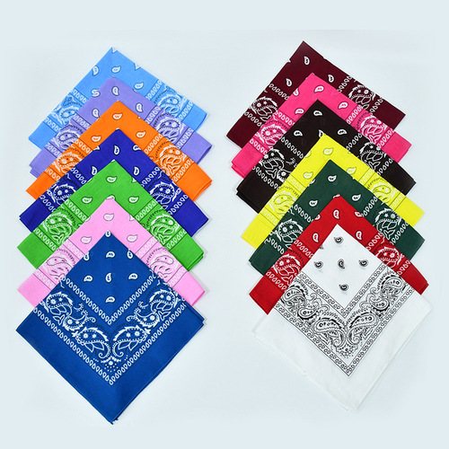 Cross-border direct supply angora flower headscarf face mask wholesale 100% cotton paisley headscarf cycling outdoor hip-hop square scarf
