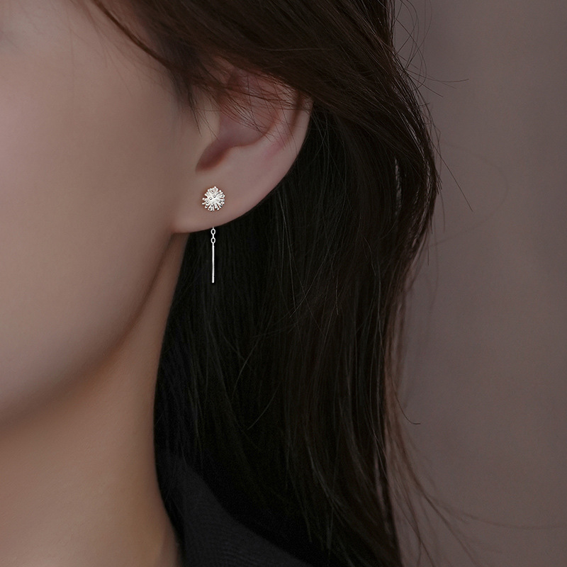 925 diente de león de león línea de orejas nicho de diseño de pendientes agujeros de orejas pendientes cortos 2024 nuevas joyas image 4