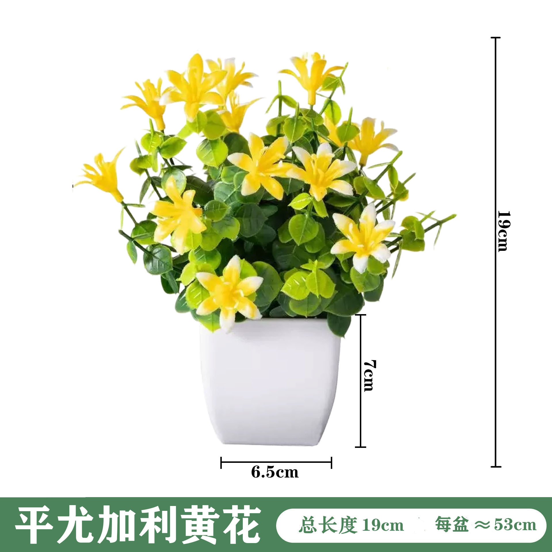 미니 화이트 화분 [플랫 유칼립투스 옐로우 플라워]