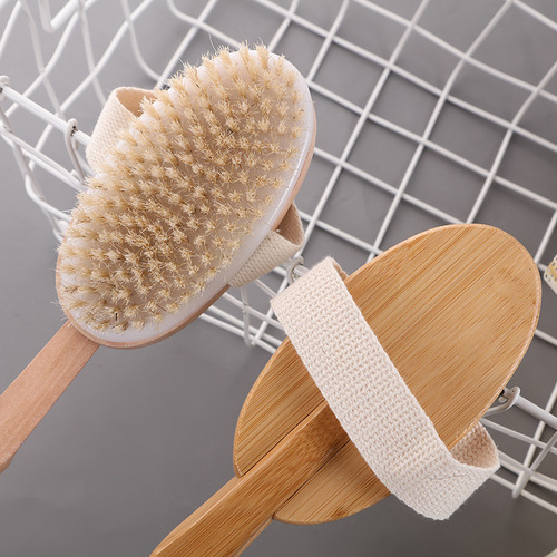Wooden long-handled bath boar bristle brush shower brush bath brush back scrubber massage brush back scrubber shower brush