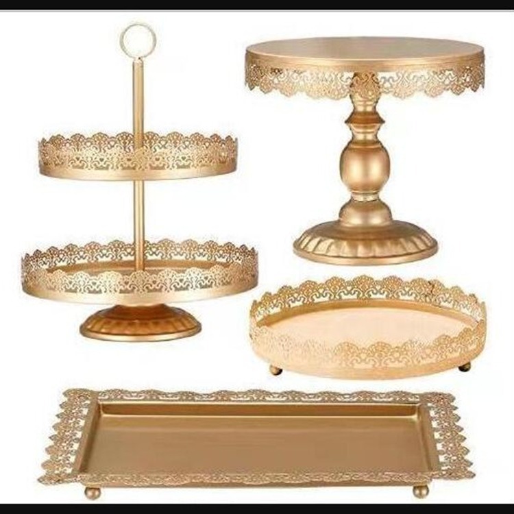 Creativo estilo europeo oro hueco estante de pastel de boda props mesa de postres decoración de postres tienda de postres refrigerio combinación de estante de pastel