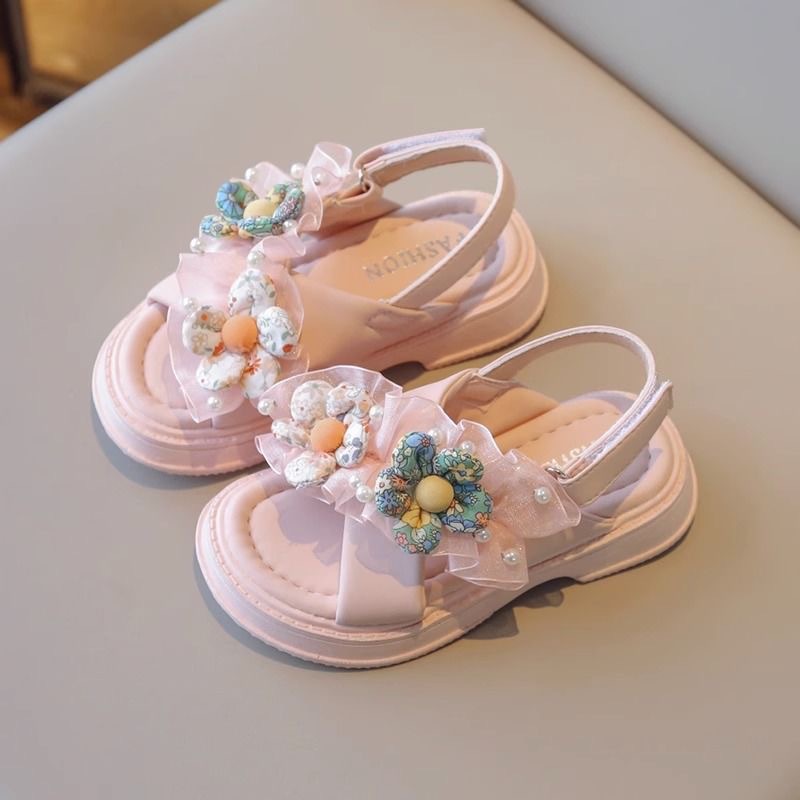 Children's Shoes, Girls' Spring and Summer Fashionable Leather Shoes, Soft-Soled Princess Shoes, Flats, Student Performance Shoes, Sandals, Pink