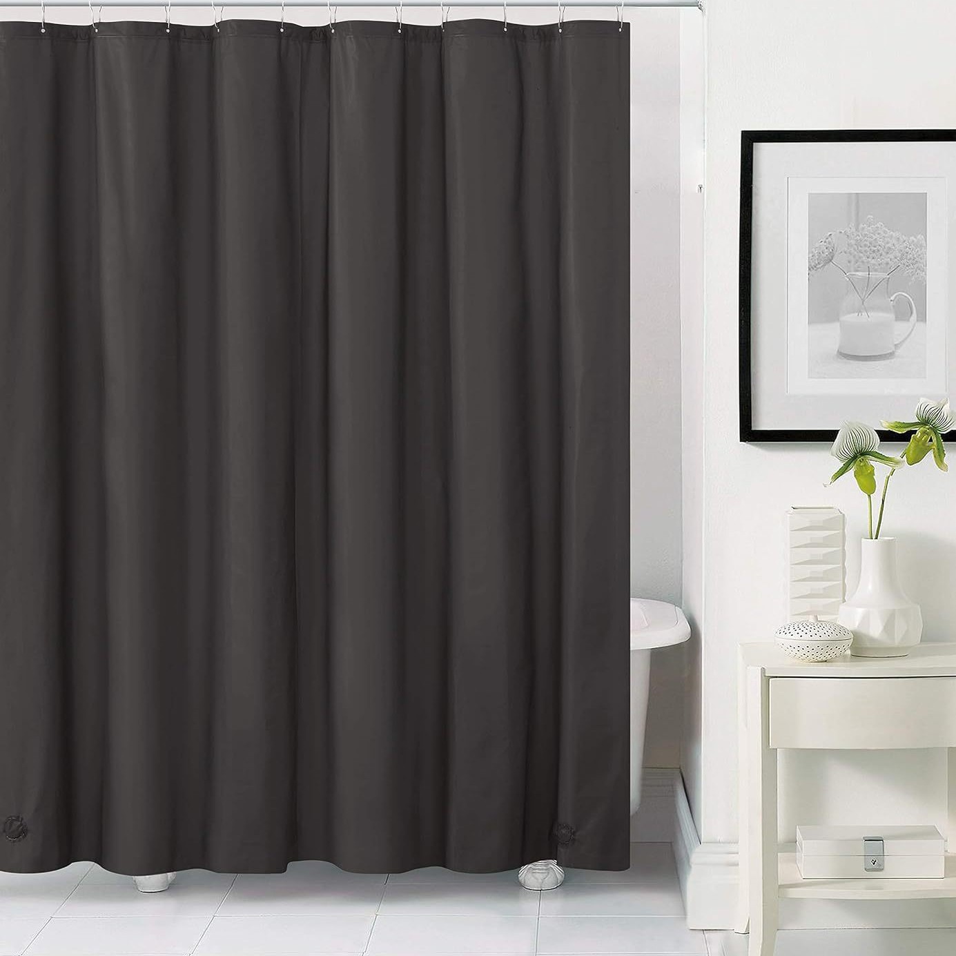 Amazon Pure Color Shower Curtain Peva Thickeneded Waterproof Bathroom Punch-Free Partition Curtain Bathroom Mildew-Proof Shower Curtain Customization