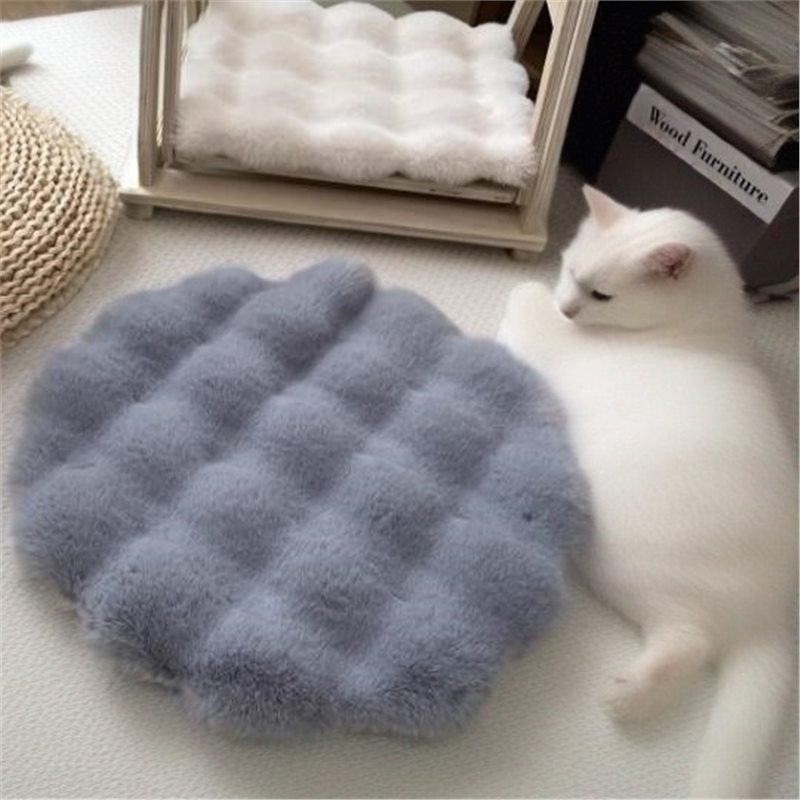 猫咪睡觉垫猫窝垫子兔毛绒圆形狗窝搭配毯子秋冬保暖坐垫宠物用品|undefined