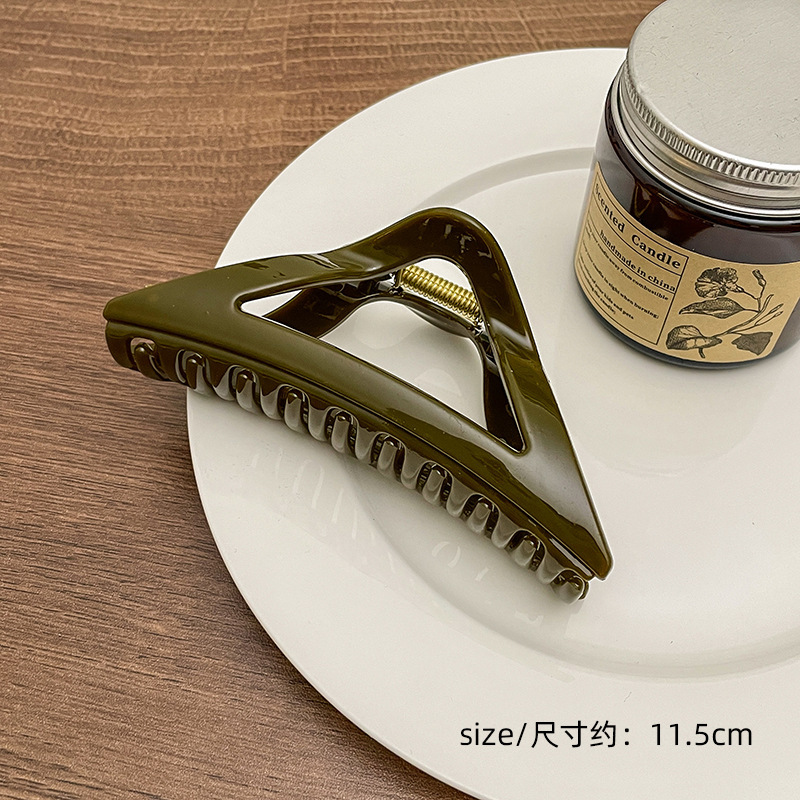 Milk Brown horquilla grande hacia atrás cabeza clip de pelo tocado de las mujeres principios de primavera de alto grado updo tiburón horquilla