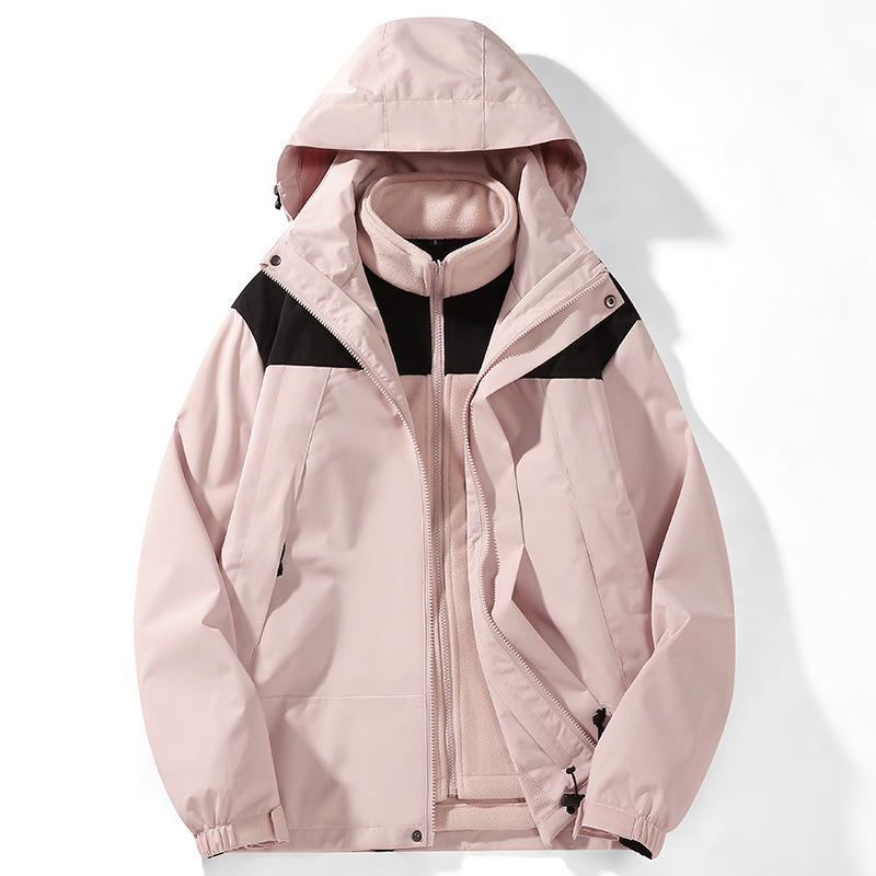 Ropa de asalto de otoño y invierno nueva pareja 3 en 1 pelusa gruesa calentamiento desmontable chaqueta deportiva casual