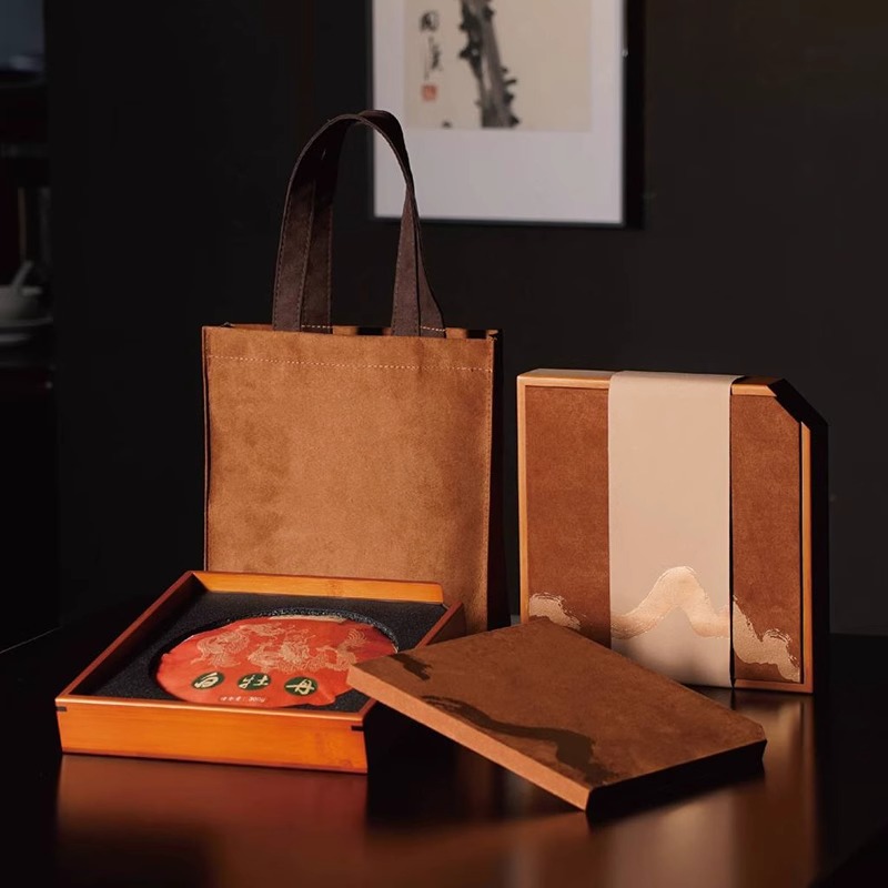 中秋新款竹盒茶饼包装盒空礼盒普洱茶福鼎白茶357g茶饼盒普洱茶盒