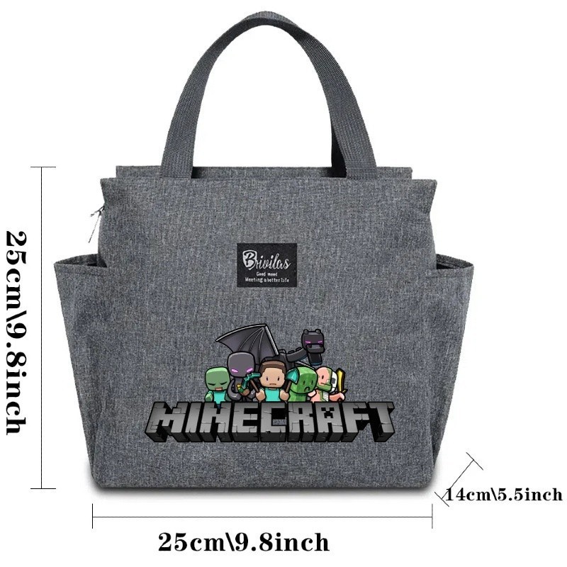 Minecraft 漫画プリント弁当バッグ断熱バッグアイスバッグピクニック断熱ランチボックスバッグ|undefined