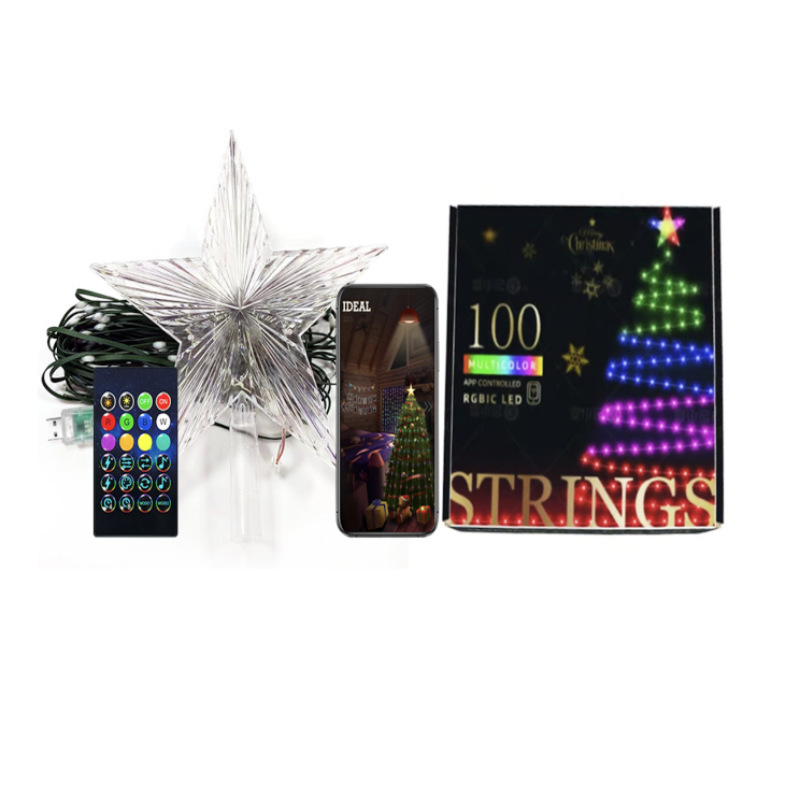 Nuevo LED árbol de Navidad árbol de luz estrella superior color mágico línea de cuero luz vacaciones decoración Bluetooth APP control remoto DIY LUZ DE Navidad