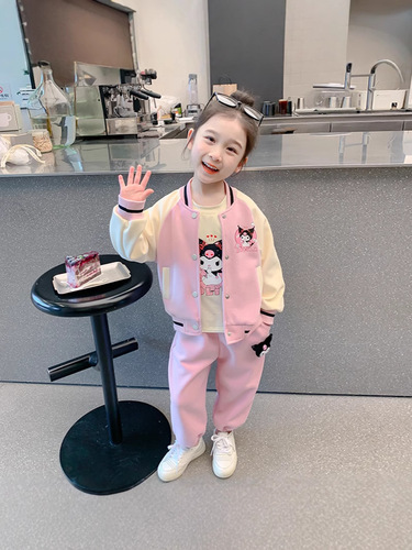 Children's sportswear set for spring and autumn 2025, new stylish kids' casual baseball suit for babies, three-piece spring outfit