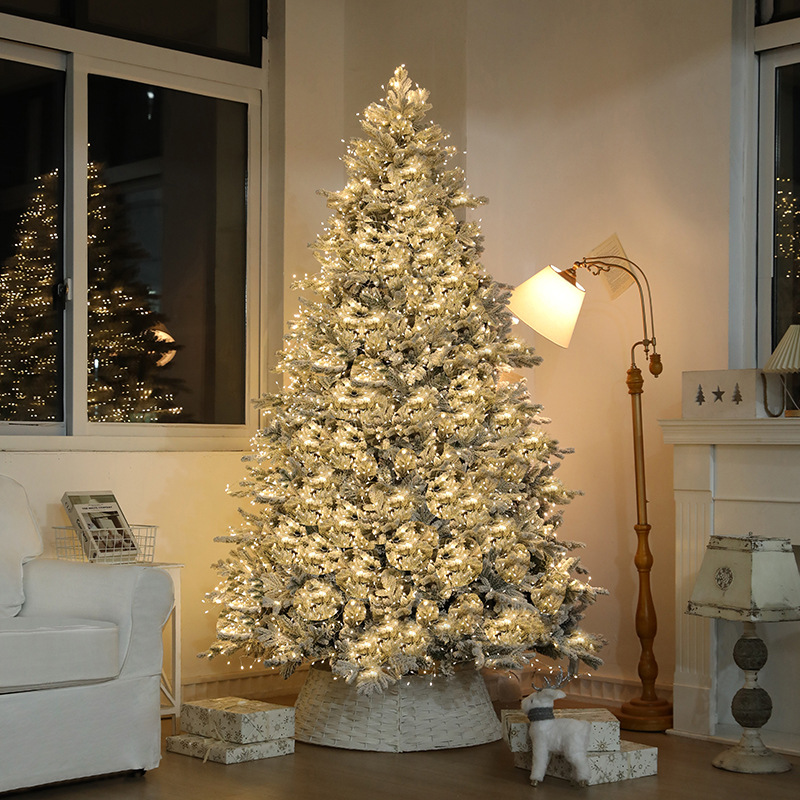 Gran árbol de Navidad cifrado árbol de nieve flocado blanco hoja mixta nieve árbol de simulación decoración de suelo en stock