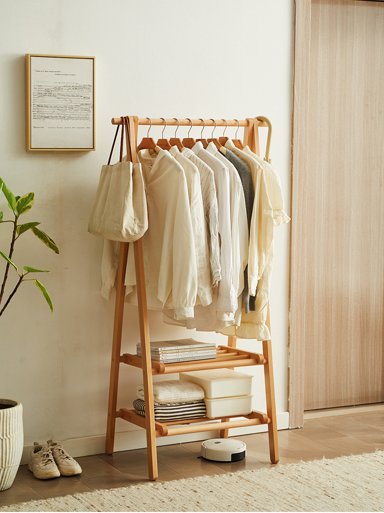 Wholesale Modern DoubleLayer Clothes Rack Real Wood, Customizable