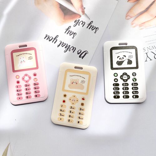 ins cartoon cute bear card set Japanese and Korean simple with lanyard tag student meal card ID set bus card set