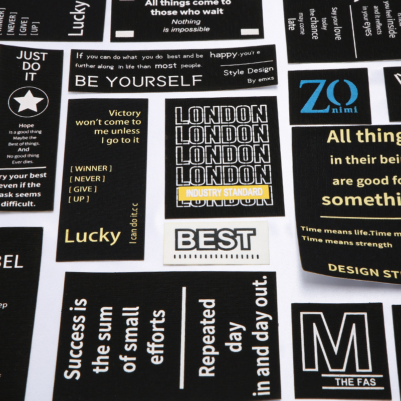 刺绣布贴免缝自粘贴布衣服修补箱包黑色英文肩章臂章徽章补丁贴