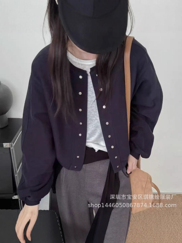 琪镌绘制卫衣开衫短外套女早春秋2025新款欧货女装时尚棒球服夹克|undefined