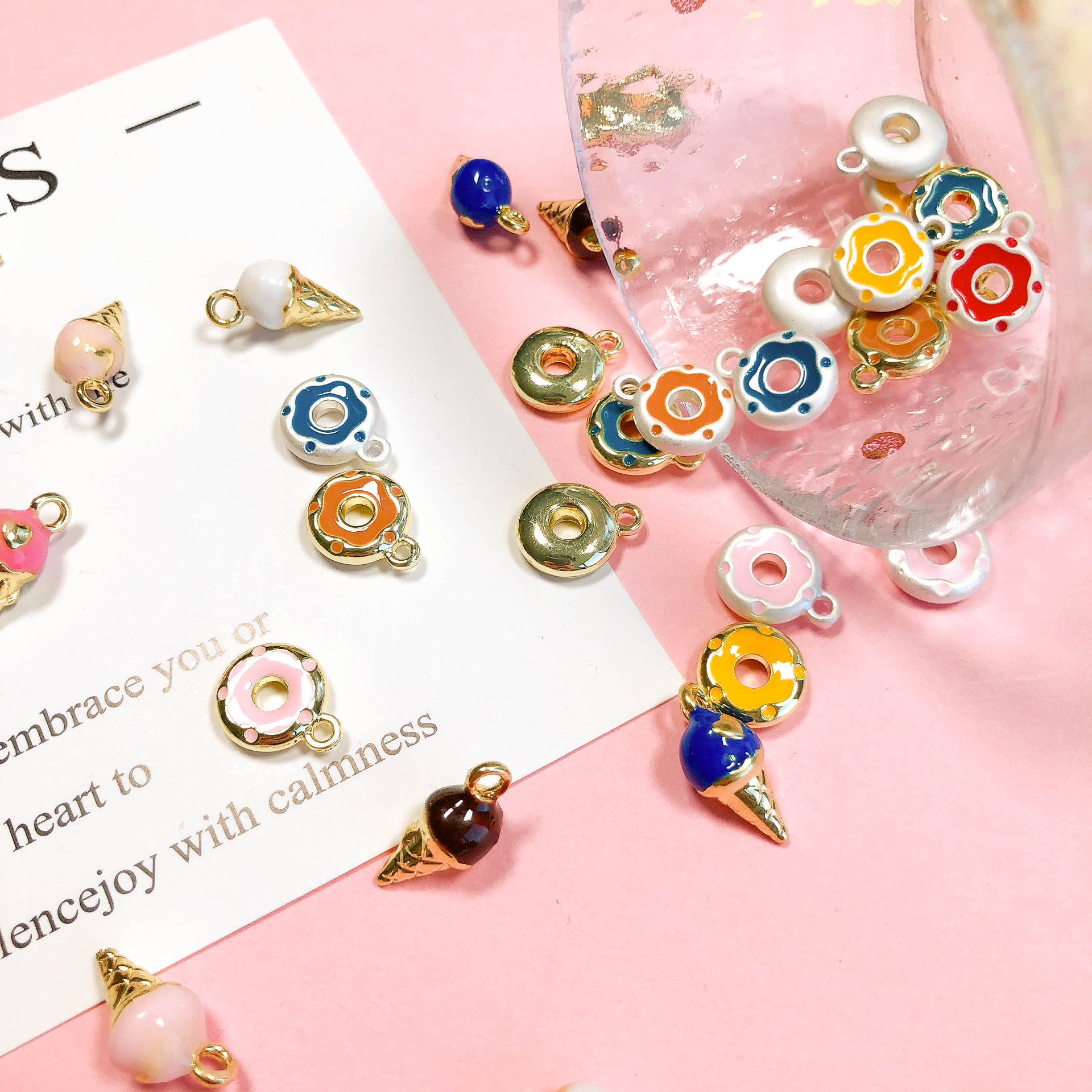 11g Weight Pendant Jewelry Making Type DIY Jewelry Accessories Classification 6 Pieces Quantity Alloy Material Ice Cream Pattern Enamel Design Cartoon Style Style 6 Pieces Alloy Ice Cream Pendant 无
