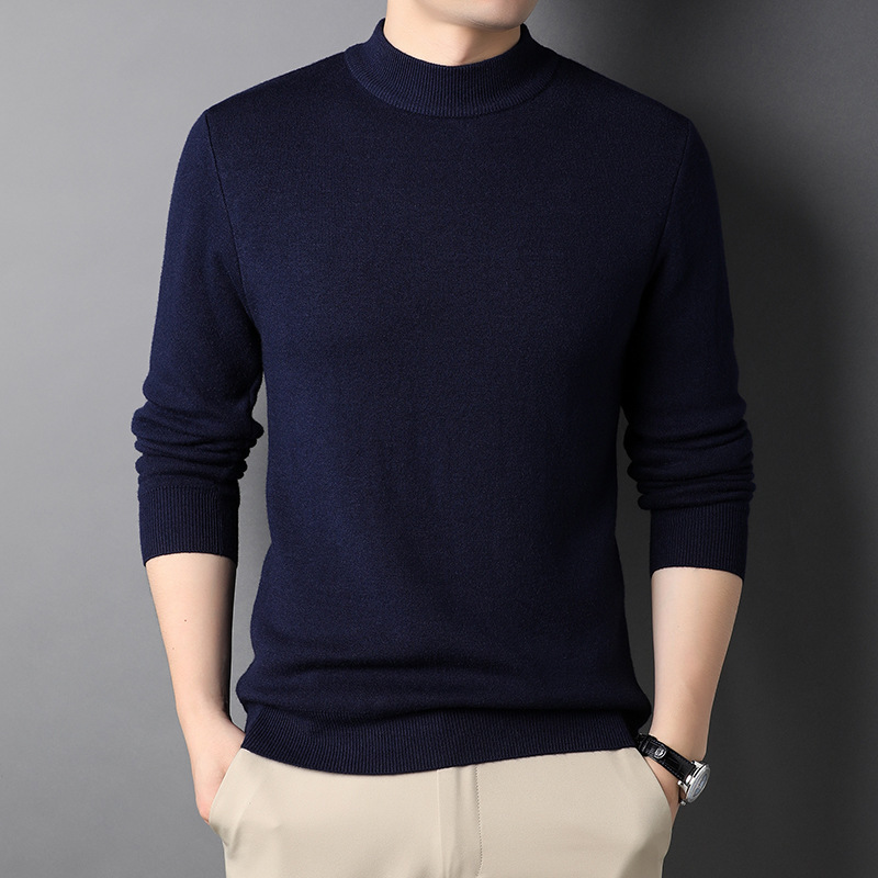 Autumn and winter men's new sweater men's solid color thin solid color base shirt youth warm pullover men's sweater Autumn and winter men's new sweater men's solid color thin solid color base shirt youth warm pullover men's sweater