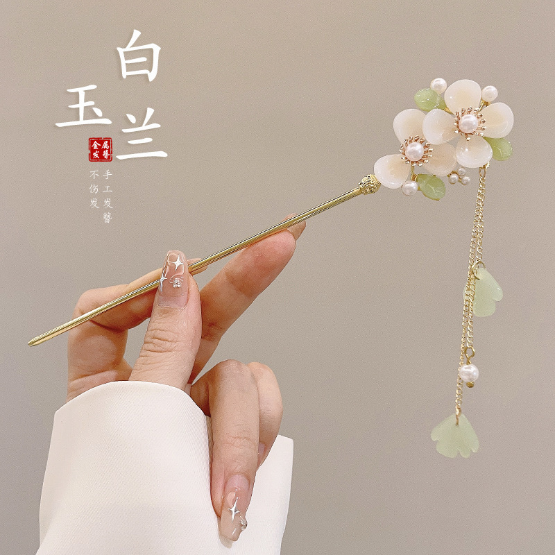 Flores chinas retrógradas flange paso agitando pinzas de cabello de mujer elegante ropa de estilo chino pinzas de cabello de cabello de cabeza trasera pinzas de cabello