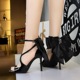 1297-1H102M European and American style sexy patent leather fish mouth with a straight strap and a large bow, thin heel, wearing sandals for women