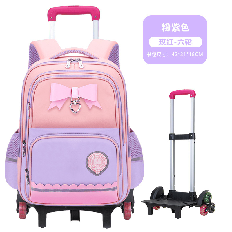 26 nuevas mochila de tirón para estudiantes de escuela primaria para mujeres 2 - 3 - 6 grados mochila de hombro para niños desmontable a prueba de agua de gran capacidad